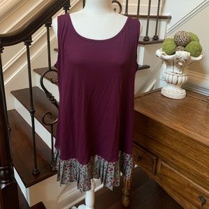 LOGO Layering Top ~ Purple w/Flower Patterned Lace
